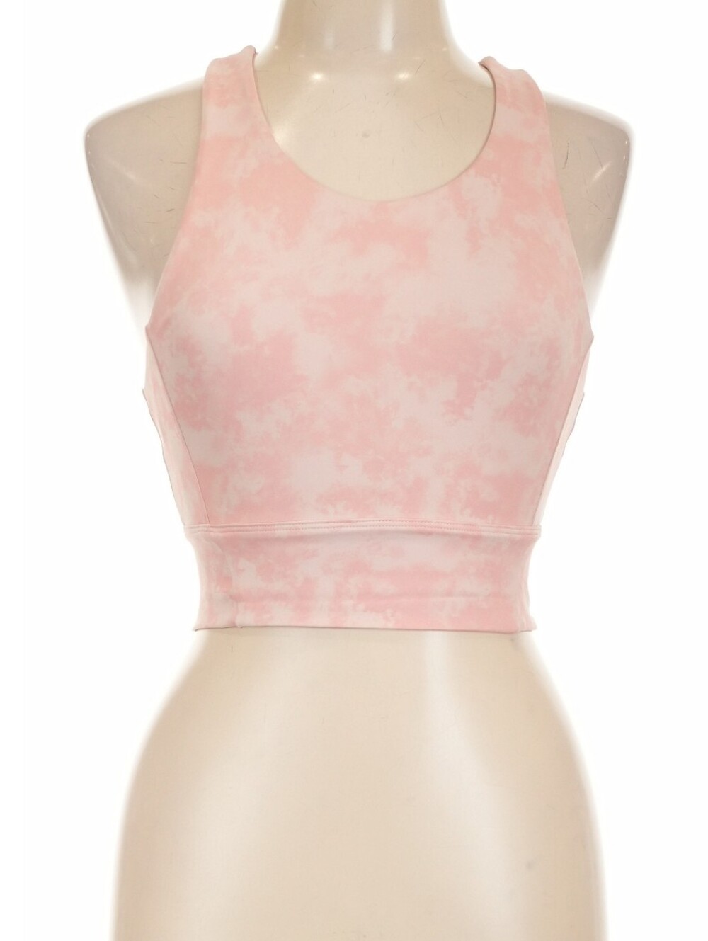 Allfenix Pink White Tie-Dye Sports Bra Athletic Crop Top sz M/L Marbled Design